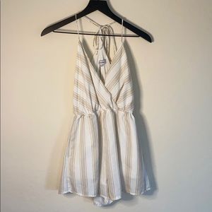 Tan and White Striped Romper